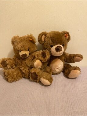 STEIFF Brand Cuddly Brown Teddy Bear Plush - Soft Stuffed Animal. Set